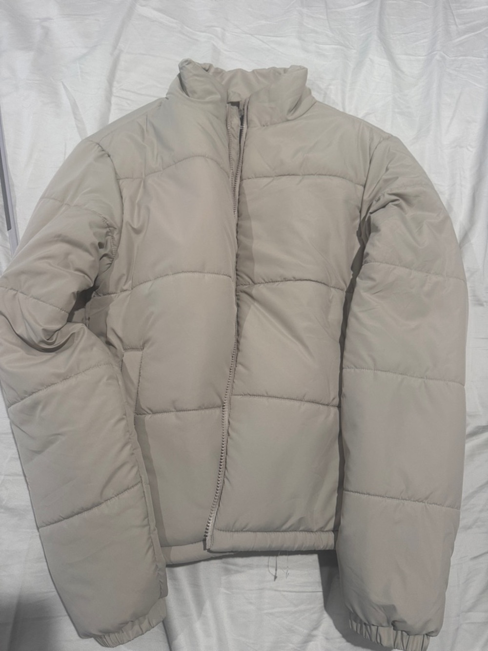 RSQ Neutral Beige Cropped Puffer Jacket